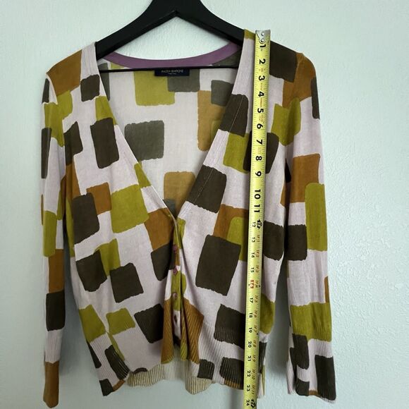 Piazza Sempione Block Print Cashmere Silk Cardigan Size 44 IT - Picture 4 of 6